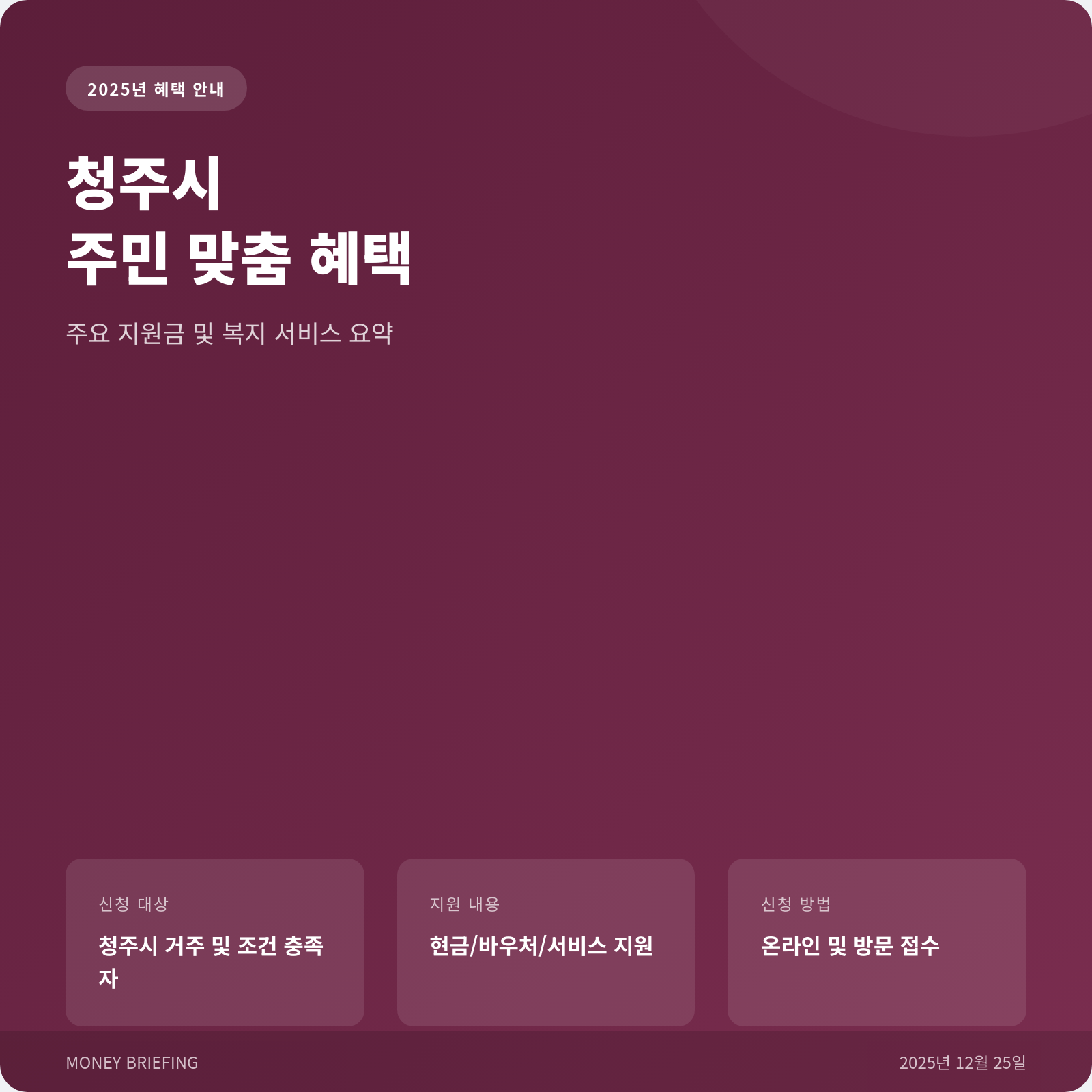 청주시 복지 혜택 요약 카드