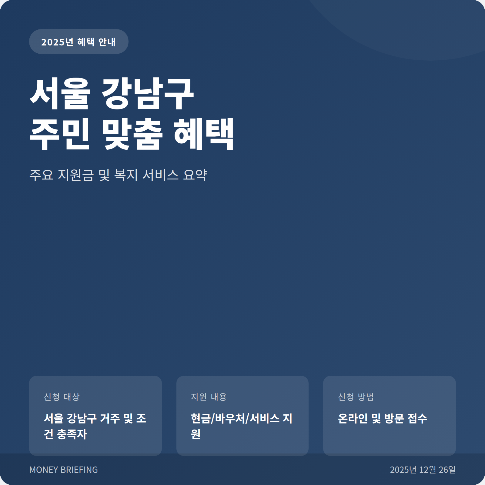 서울 강남구 복지 혜택 요약 카드